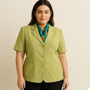 Addition Elle | 90's Autumn Lime Green Suit Jacket